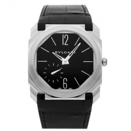 Review Bvlgari Octo Finissimo Black Leather Strap Male Watch 102028 BGO40BPLXT